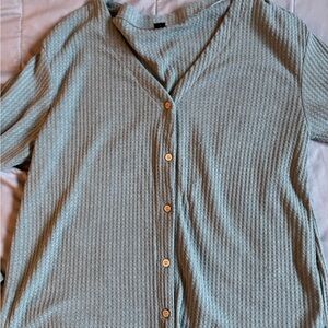 SHEIN Green Button Down Shirt